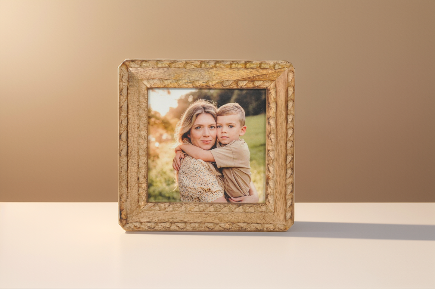 Handcrafted Wooden Carved Photo Frame 12x12 cm