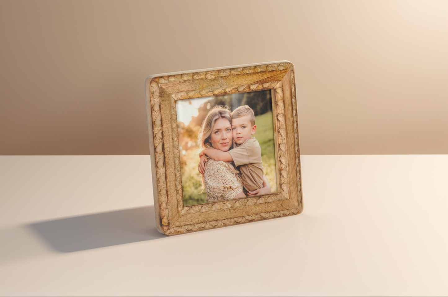 Handcrafted Wooden Carved Photo Frame 12x12 cm